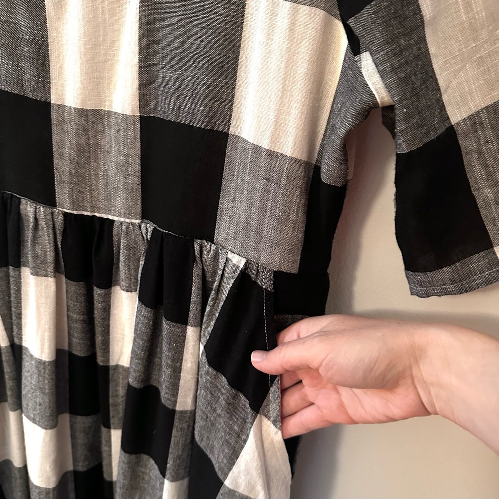 Roolee Black and White Plaid Midi Dress - Picture 5 of 9